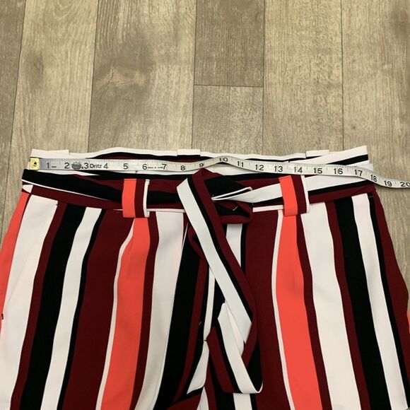 Womens Express Striped High Rise Ankle Career Business Work Pants - Picture 4 of 8